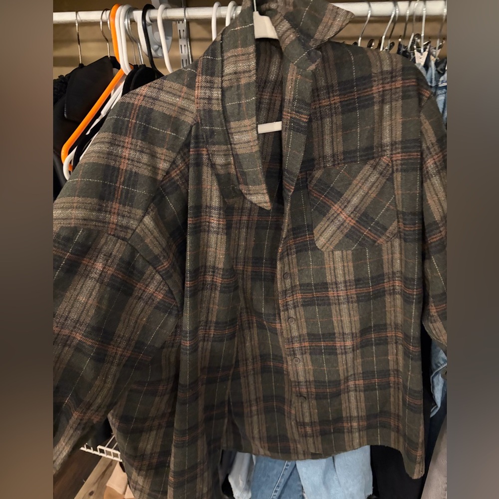 REVOLVE Plaid Button Down Shirt - Green and Brown